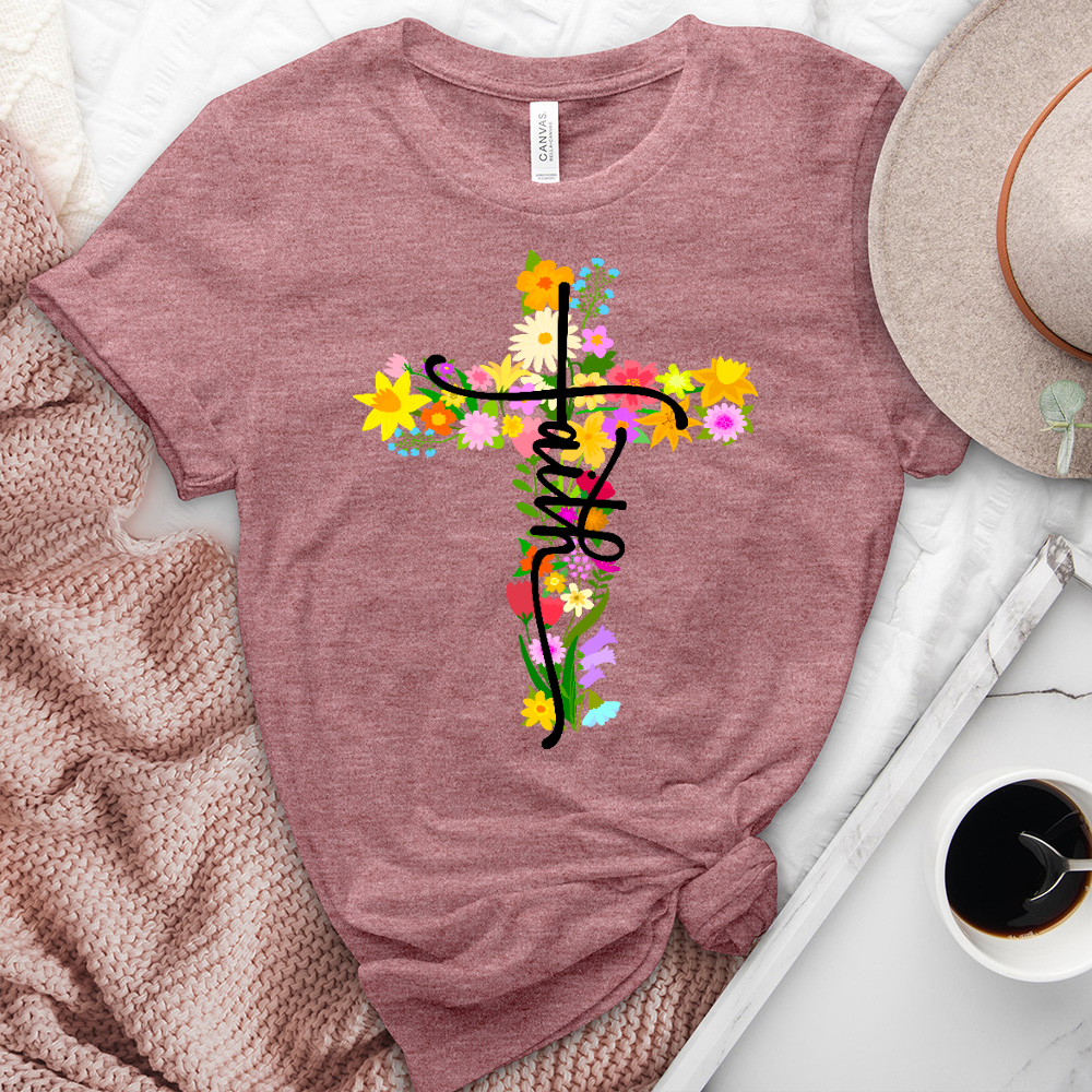 Floral Cross Faith Tee