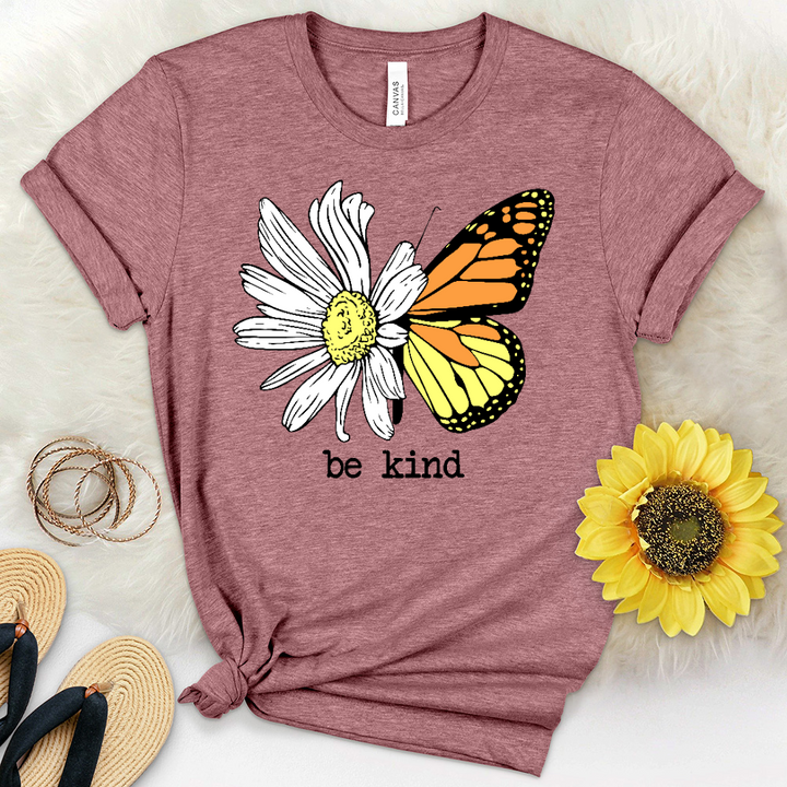 Be Kind Daisy Butterfly Heathered Tee