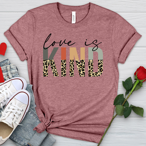 Love Is Kind Leopard Letters Heathered Tee