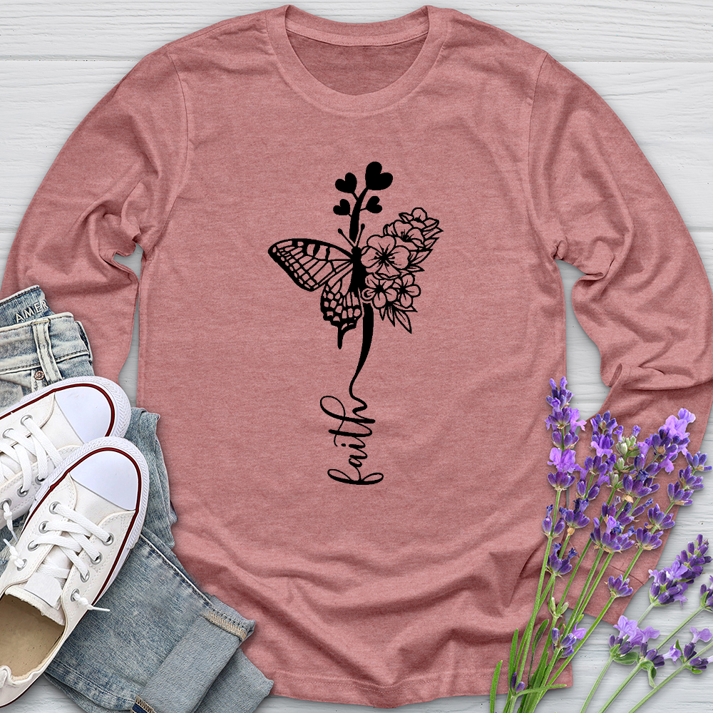 Faith Butterfly Hearts Long Sleeve Tee