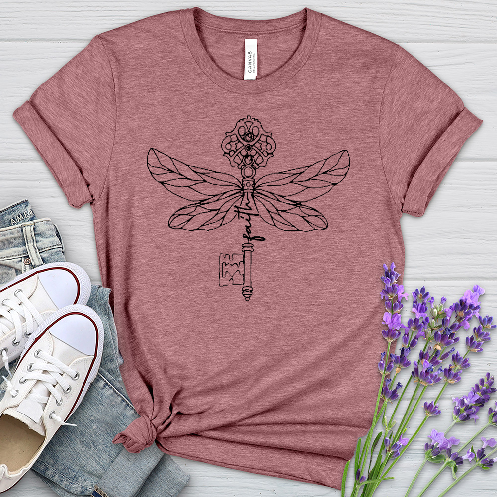 Faith Key Dragonfly  Heathered Tee