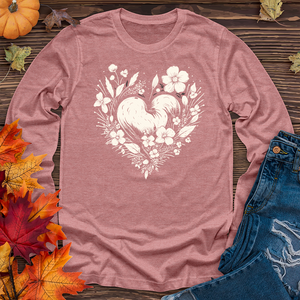 A simple heart with flowers Long Sleeve Tee