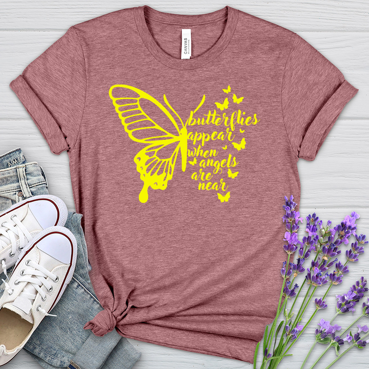 Butterflies Appear Yellow Heathered Tee