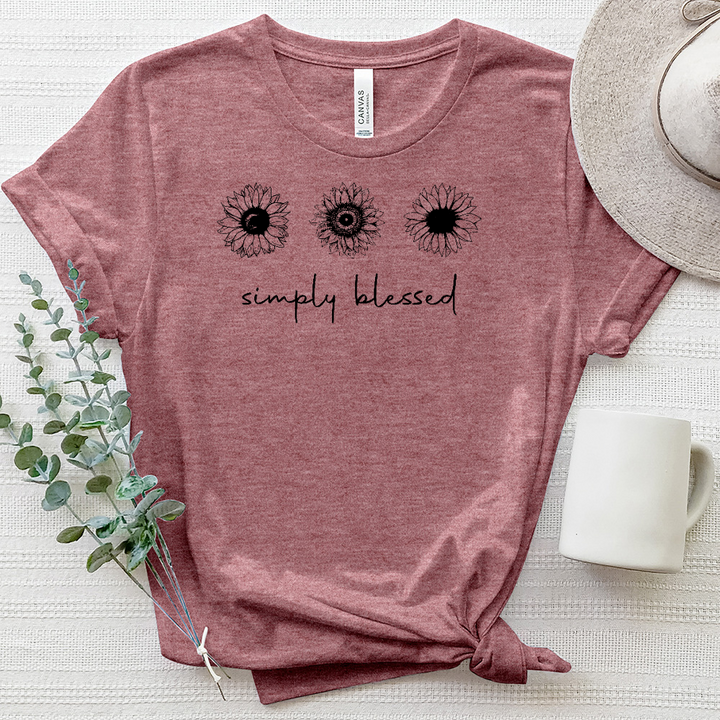 Simply Blessed Sunflower Pattern Heathered Tee