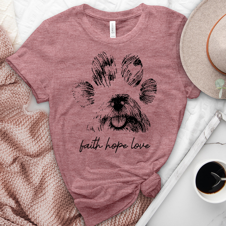 Faith Paw Print Face Heathered Tee