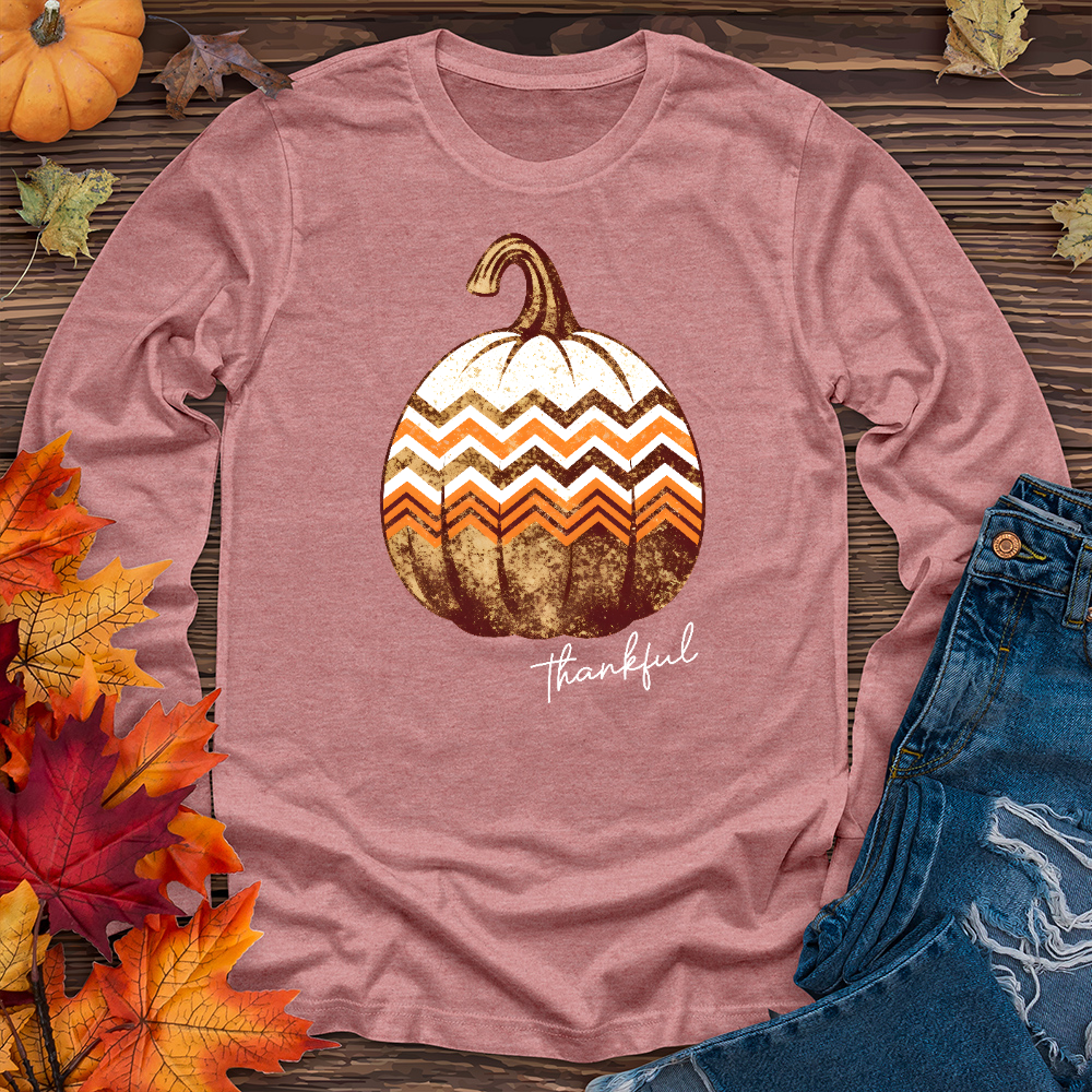 Thankful Retro Cozy Pumpkin Long Sleeve Tee