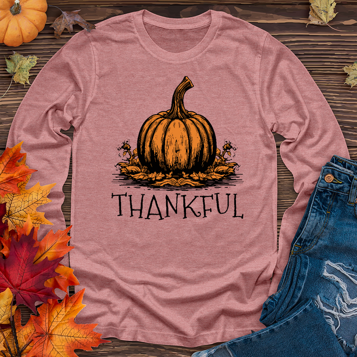 Thankful Orange Pumpkin Long Sleeve Tee