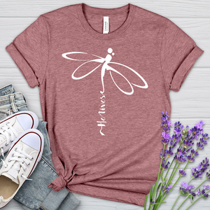 He Lives Dragonfly White Heathered Tee