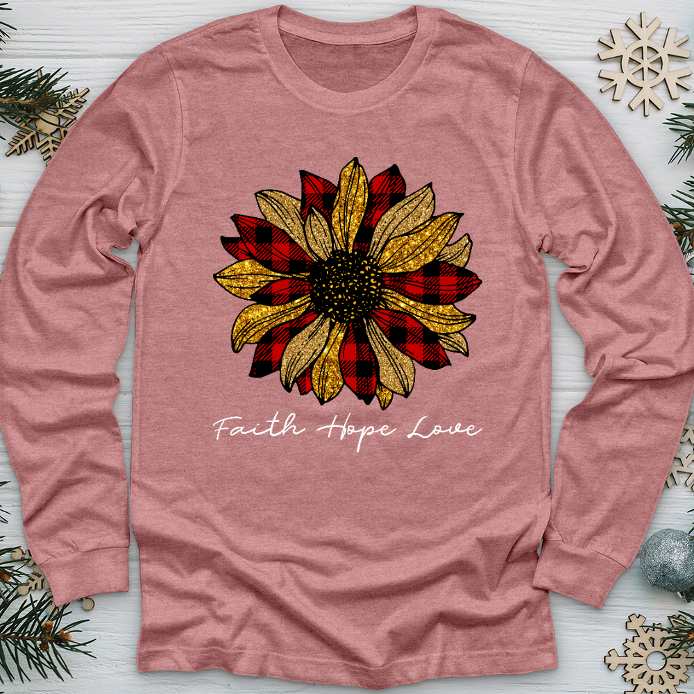 Christmas Patterned Flower Long Sleeve Tee