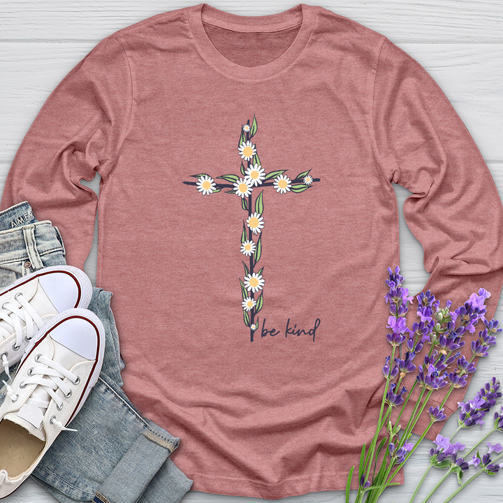 Be Kind Floral Cross Long Sleeve Tee