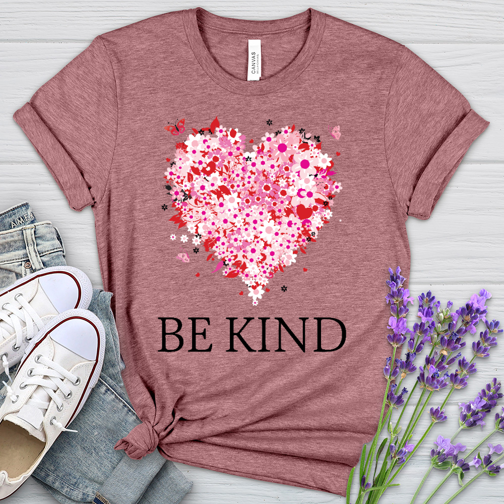 Be Kind Floral Heart Heathered Tee