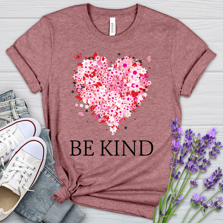 Be Kind Floral Heart Heathered Tee