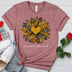 Loved  Blessed Leopard Sunflower Heathered Tee