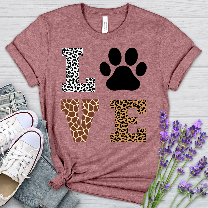 Love Leopard Paw Print Heathered Tee