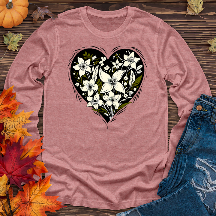 Heart shape flower Long Sleeve Tee