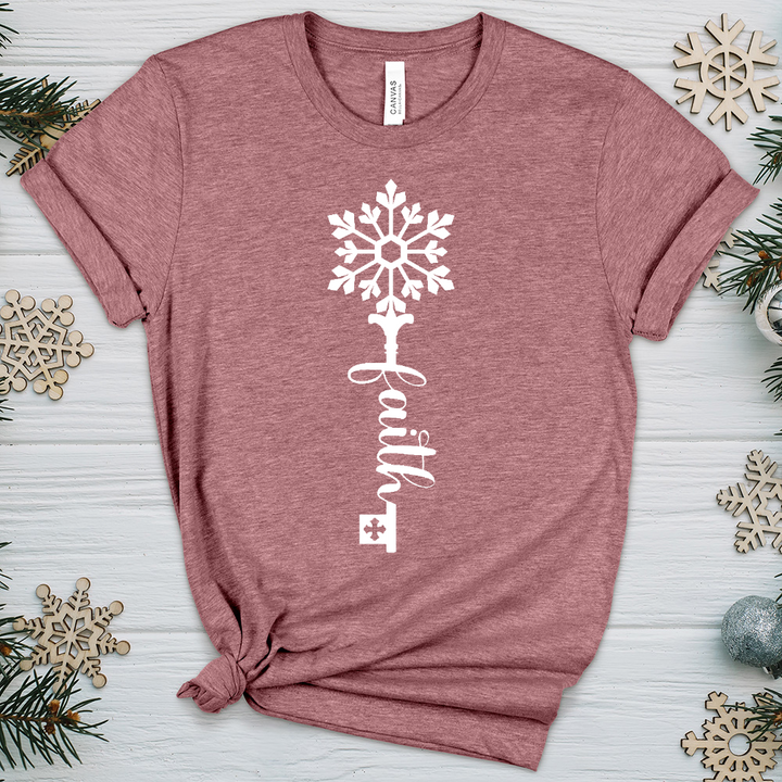 Faith Is The Key Snowflake Heathered Tee