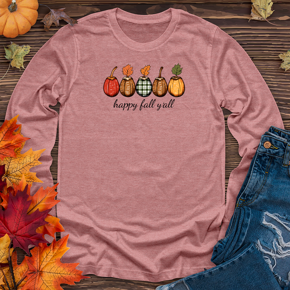 Retro Cozy Plaid Trio Acorns Long Sleeve Tee