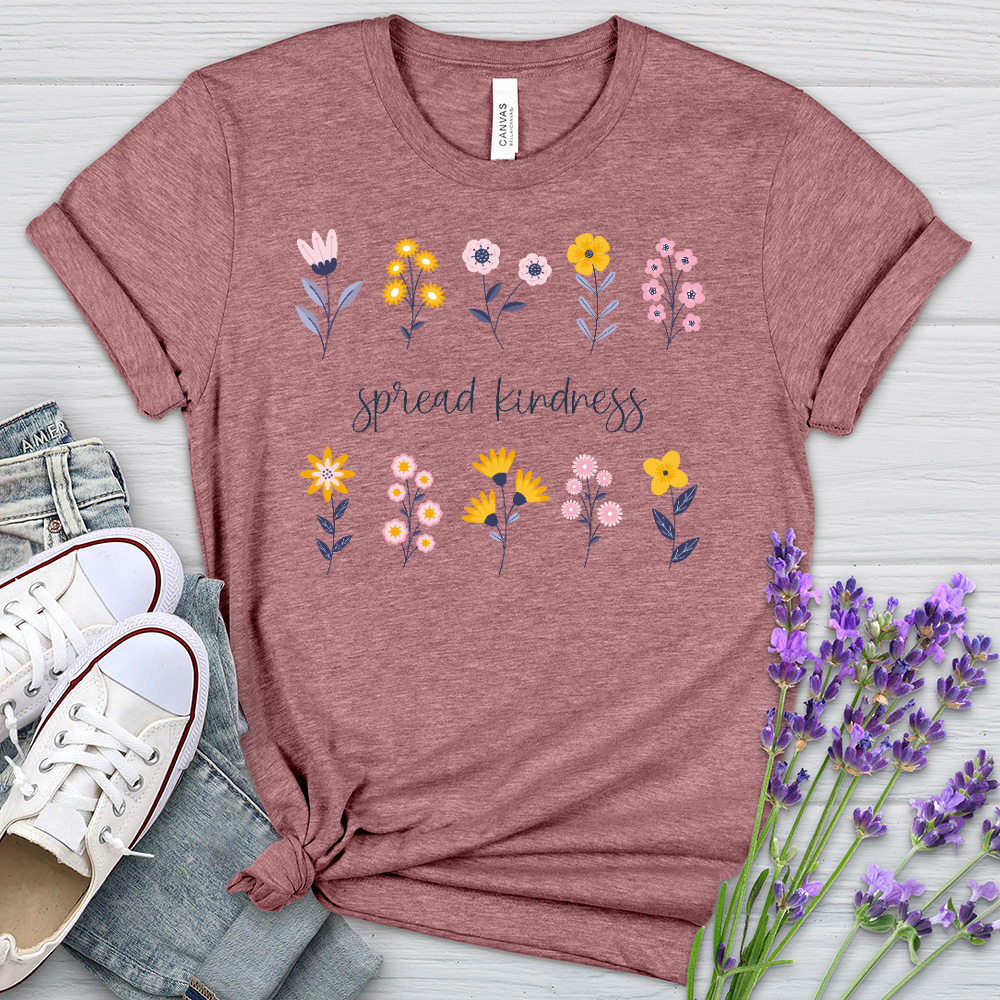 Spread Kindness Flower Pattern Heathered Tee