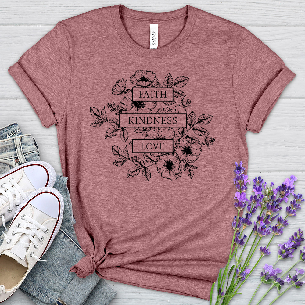 Faith Kindness Love Heathered Tee