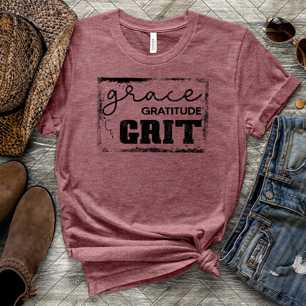 Grace Gratitude & Grit Heathered Tee