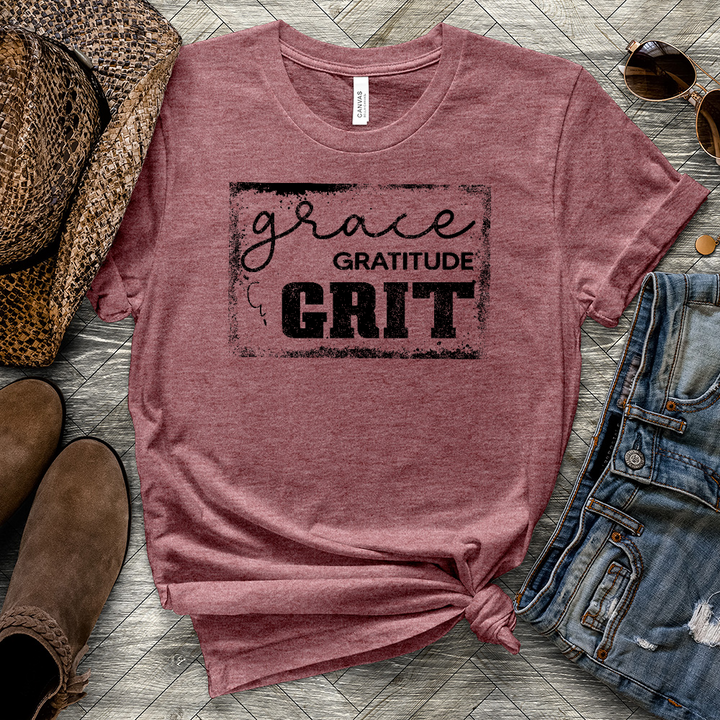 Grace Gratitude & Grit Heathered Tee