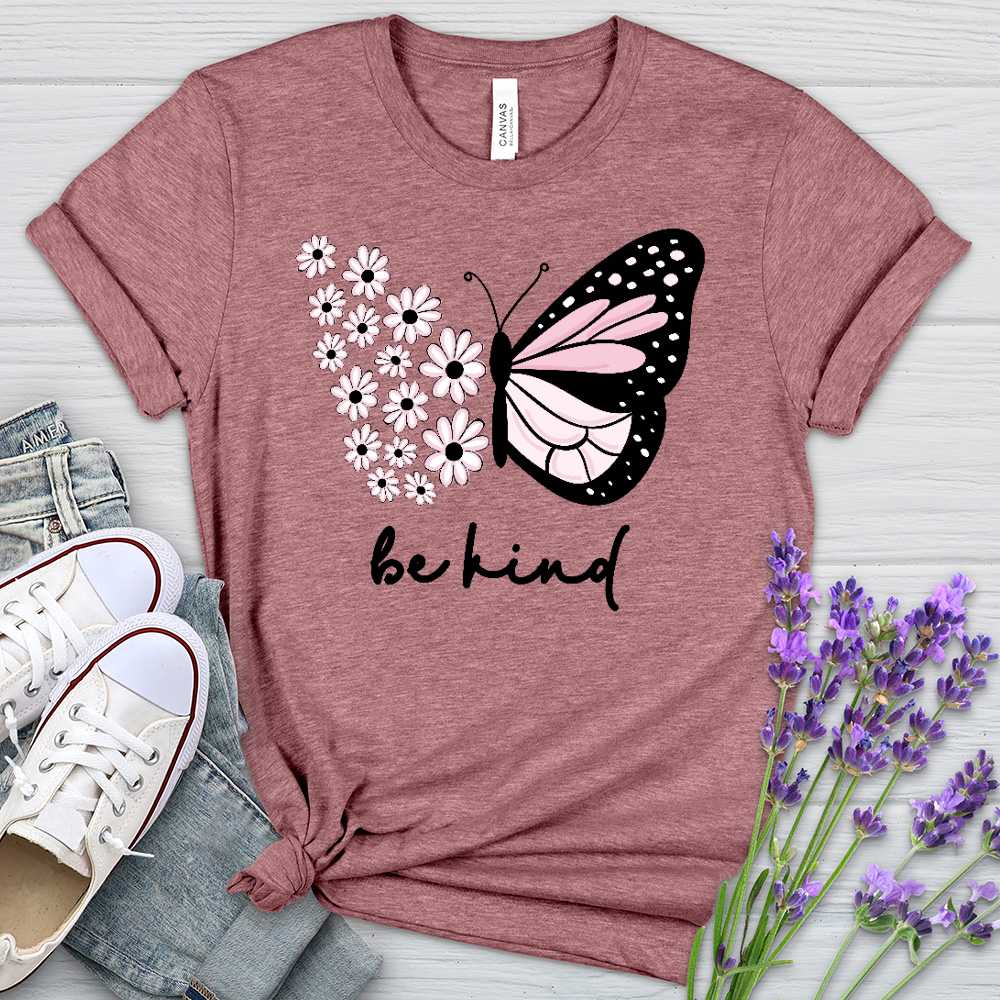 Be Kind Sunflower Butterfly Heathered Tee