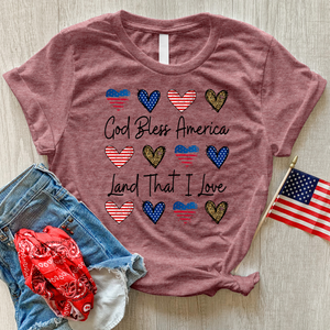 God Bless Heart Pattern Heathered Tee