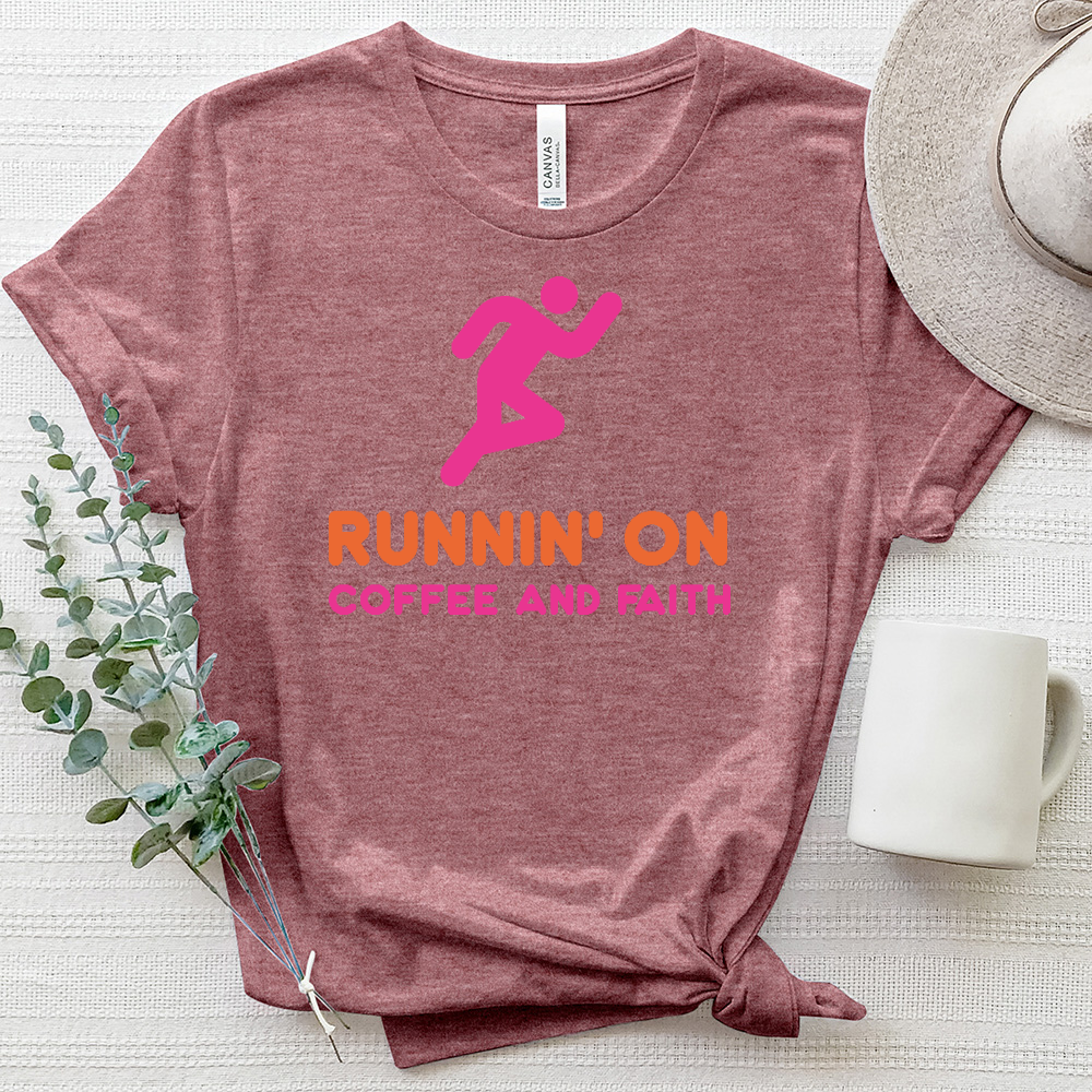 Runnin' on Coffee and Faith Heathered Tee