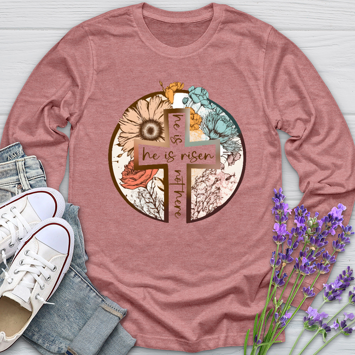 He Is Risen Cross Long Sleeve Tee