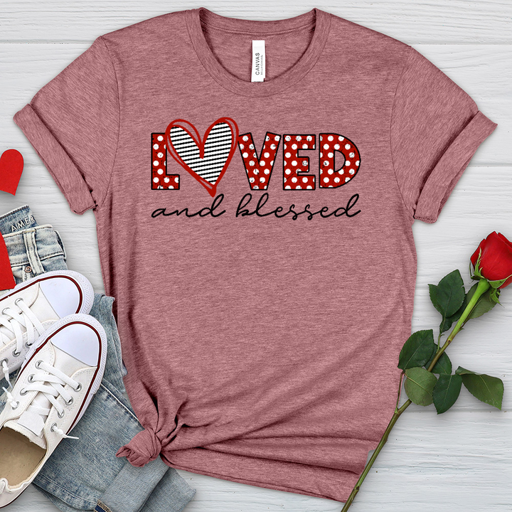 Loved and Blessed Letters Heathered Tee