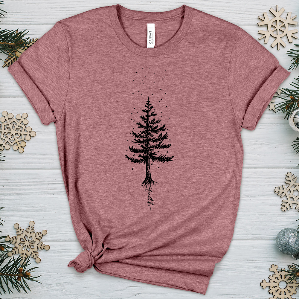 Rooted In Faith Pine Tree Heathered Tee