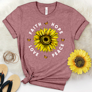 Faith Hope Love Peace Heathered Tee