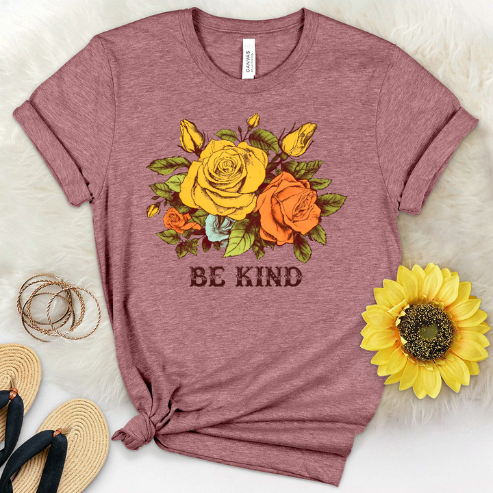 Be Kind Colored Roses Heathered Tee