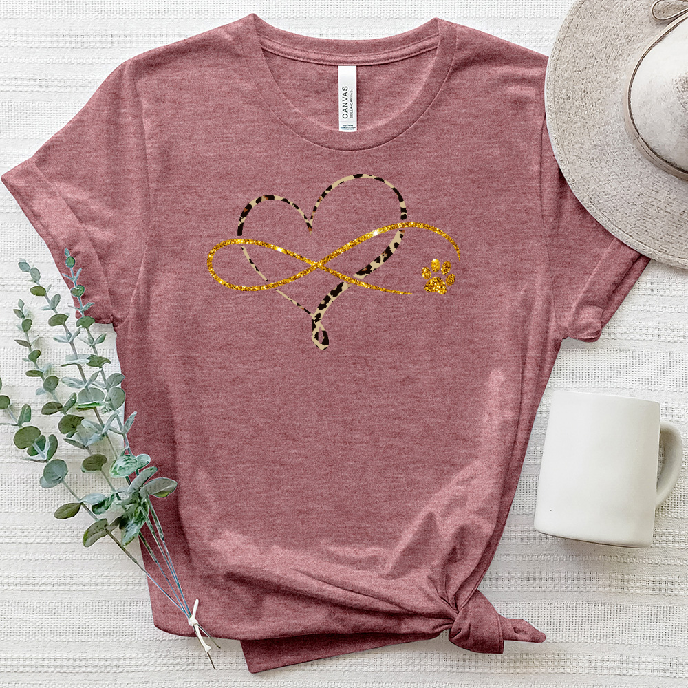 Infinity Paw Print Heart Heathered Tee