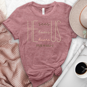 He Loves Us Heathered Tee