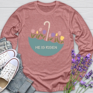 He Is Risen Flower Umbrella Long Sleeve Tee