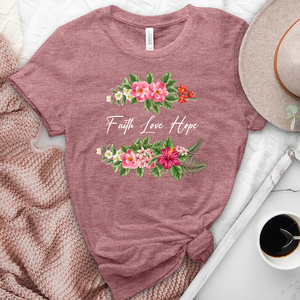 Faith Love Hope Flower Heathered Tee