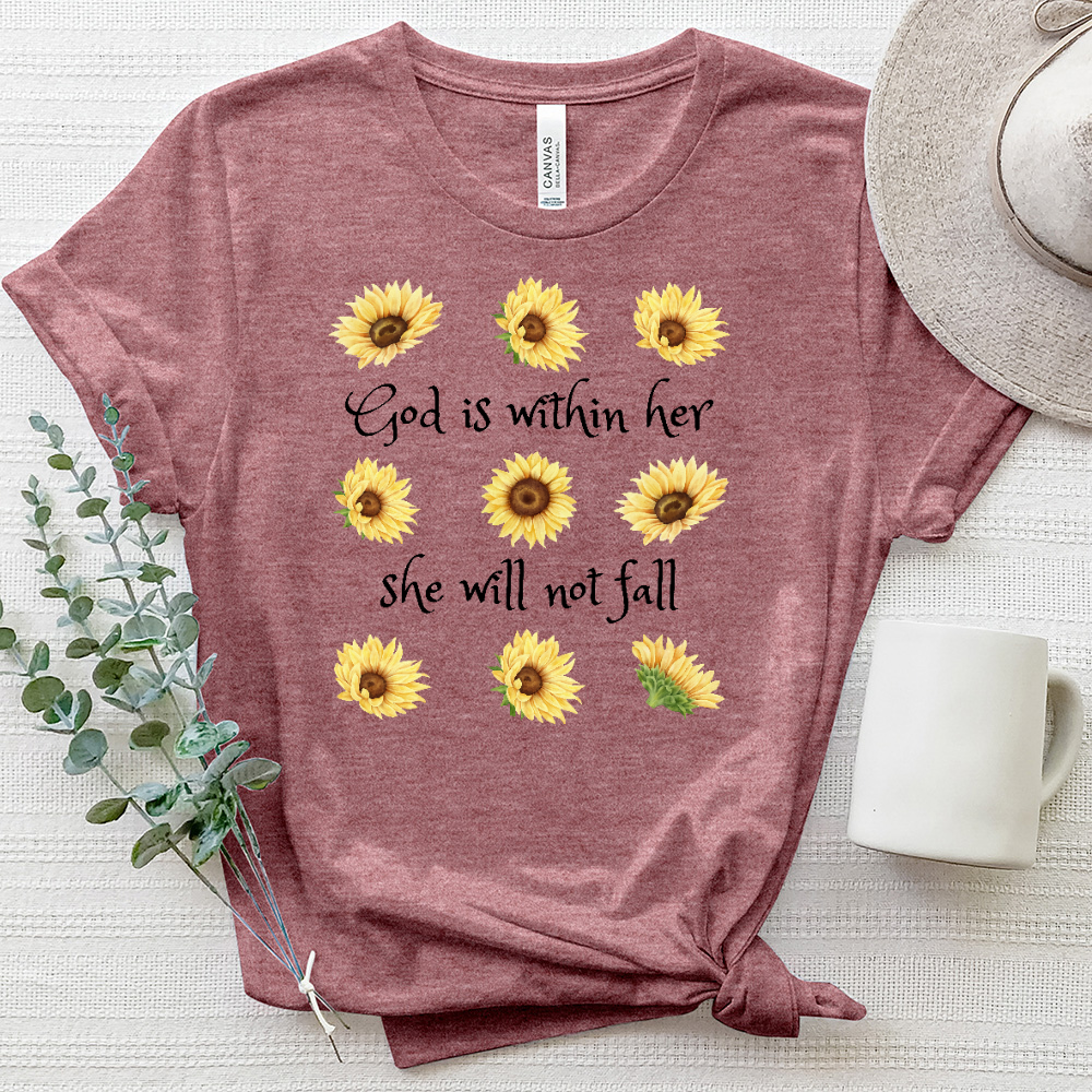 She Will Not Fall Sunflower Heathered Tee