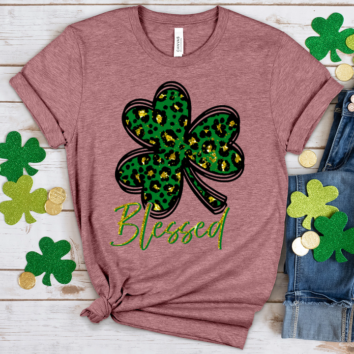 Blessed Shamrock Heathered Tee