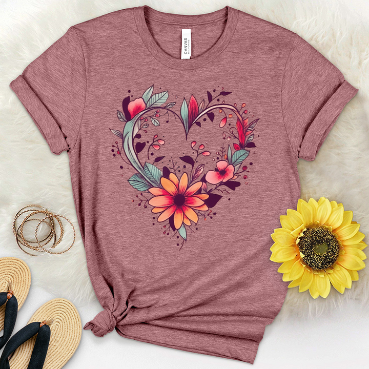 Heart Flower Heathered Tee