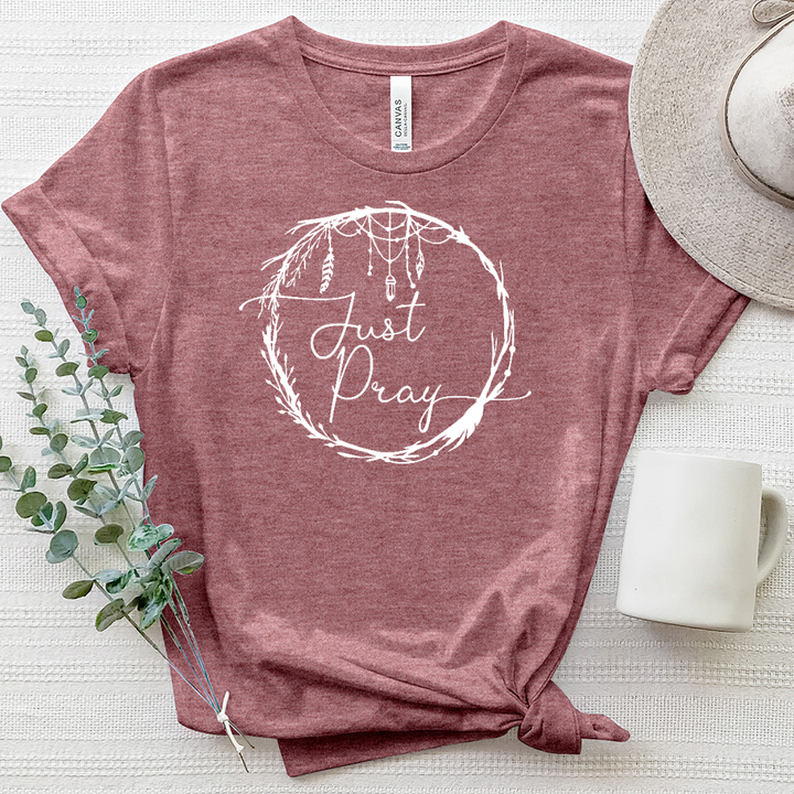 Just Pray White Heathered Tee