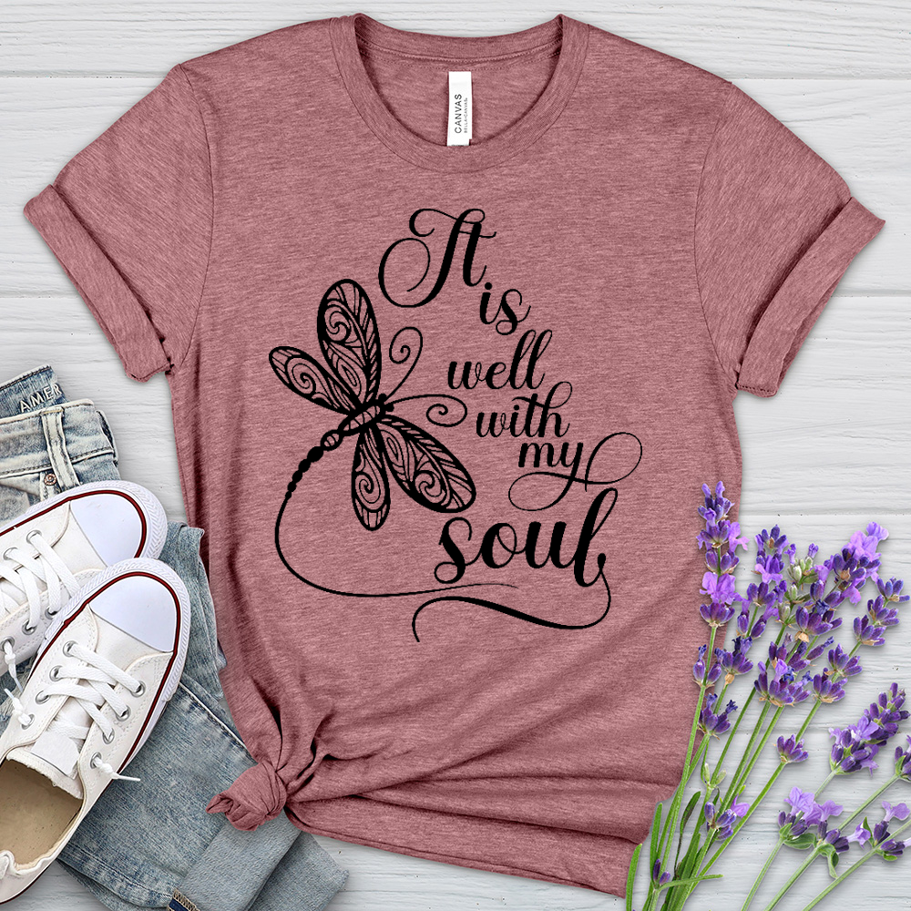 It Is Well Dragonfly Heathered Tee