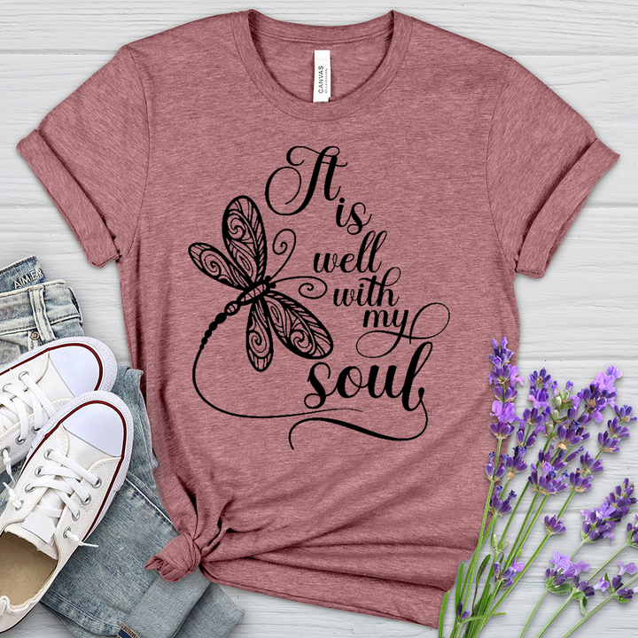 It Is Well Dragonfly Heathered Tee