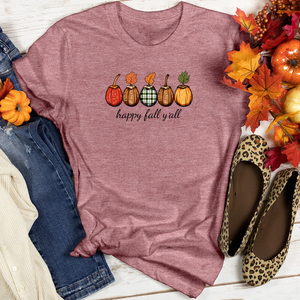 Retro Cozy Plaid Trio Acorns Heathered Tee