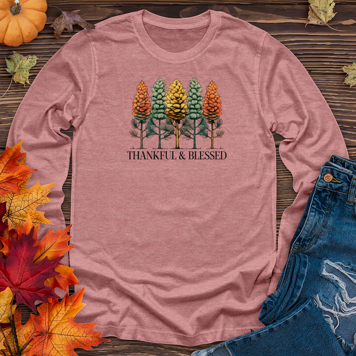 Vintage Nature Trio Pine Trees Long Sleeve Tee