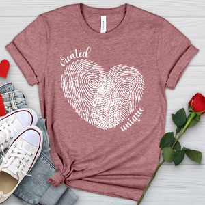 Created Unique Fingerprint Heart Heathered Tee