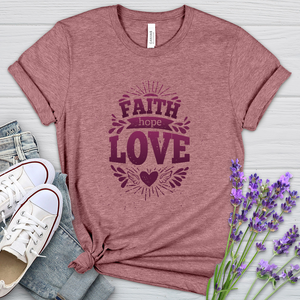 Faith Hope Love Angel Heart Heathered Tee