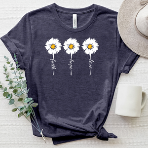 Faith Hope Love Retro Flower Heathered Tee