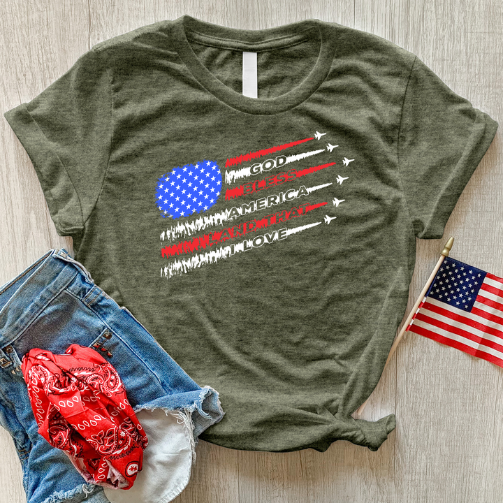 God Bless America Land That I Love Heathered Tee