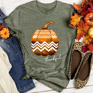 Thankful Gold Glitter Pumpkin Heathered Tee